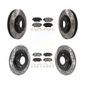 Transit Auto - Front Rear Coated Drilled Slotted Disc Brake Rotors And Semi-Metallic Pads Kit For Kia Optima With Electric Parking KDS-100733
