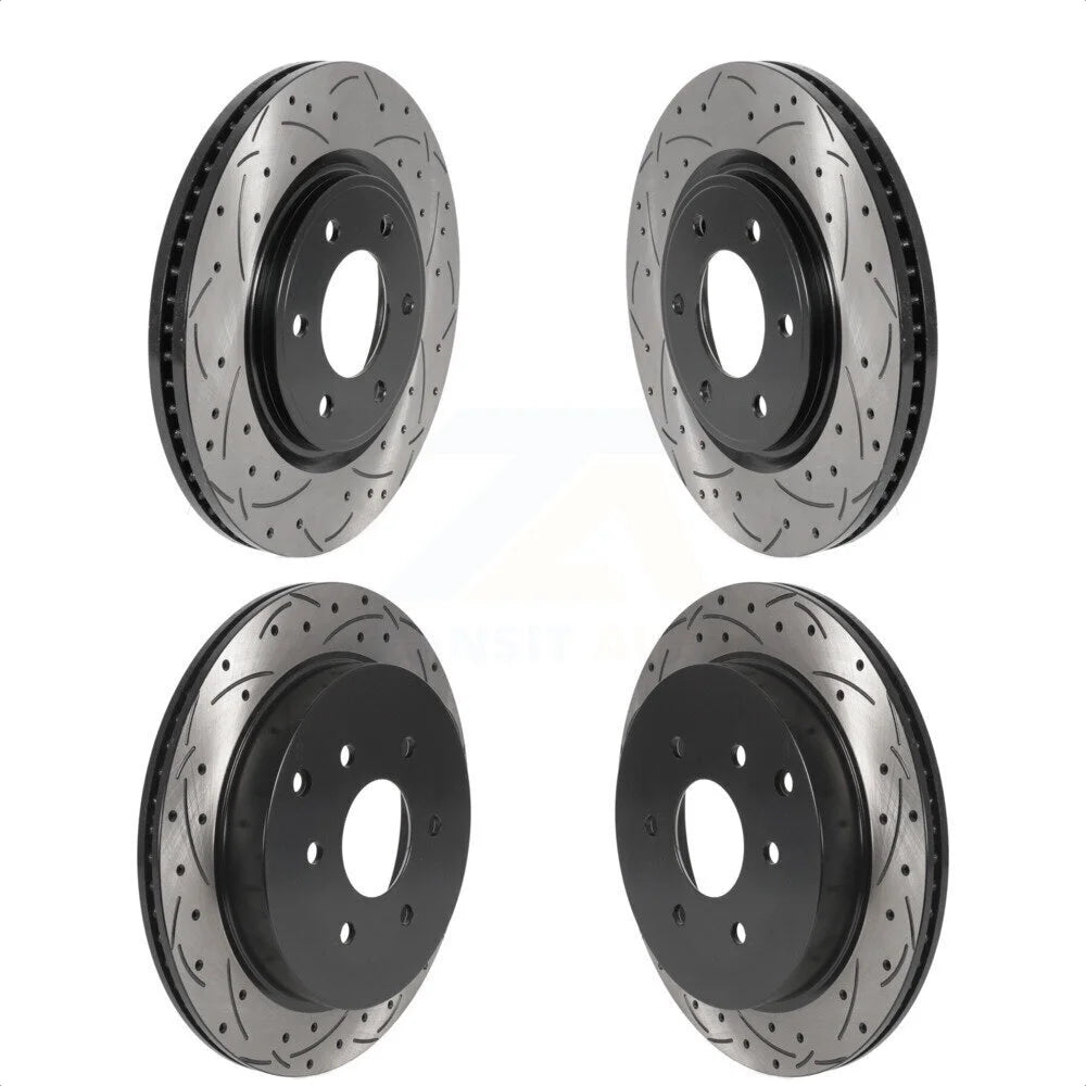 Front Rear Coated Drilled Slotted Disc Brake Rotors Kit For INFINITI Nissan Armada QX80 QX56 KD-100487