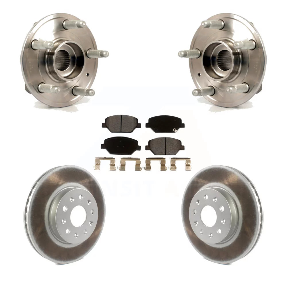 Transit Auto - Front Hub Bearing Assembly With Coated Disc Brake Rotors And Ceramic Pads Kit For 2016 Chevrolet Camaro LT with 3.6L 2.0L Without Brembo Calipers KBB-114777