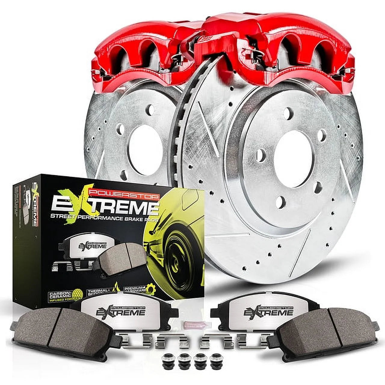 Power Stop Front Z26 Street Warrior Brake Pad Rotor and Caliper Kit KC1043A-26 Fits 2017 Honda Civic