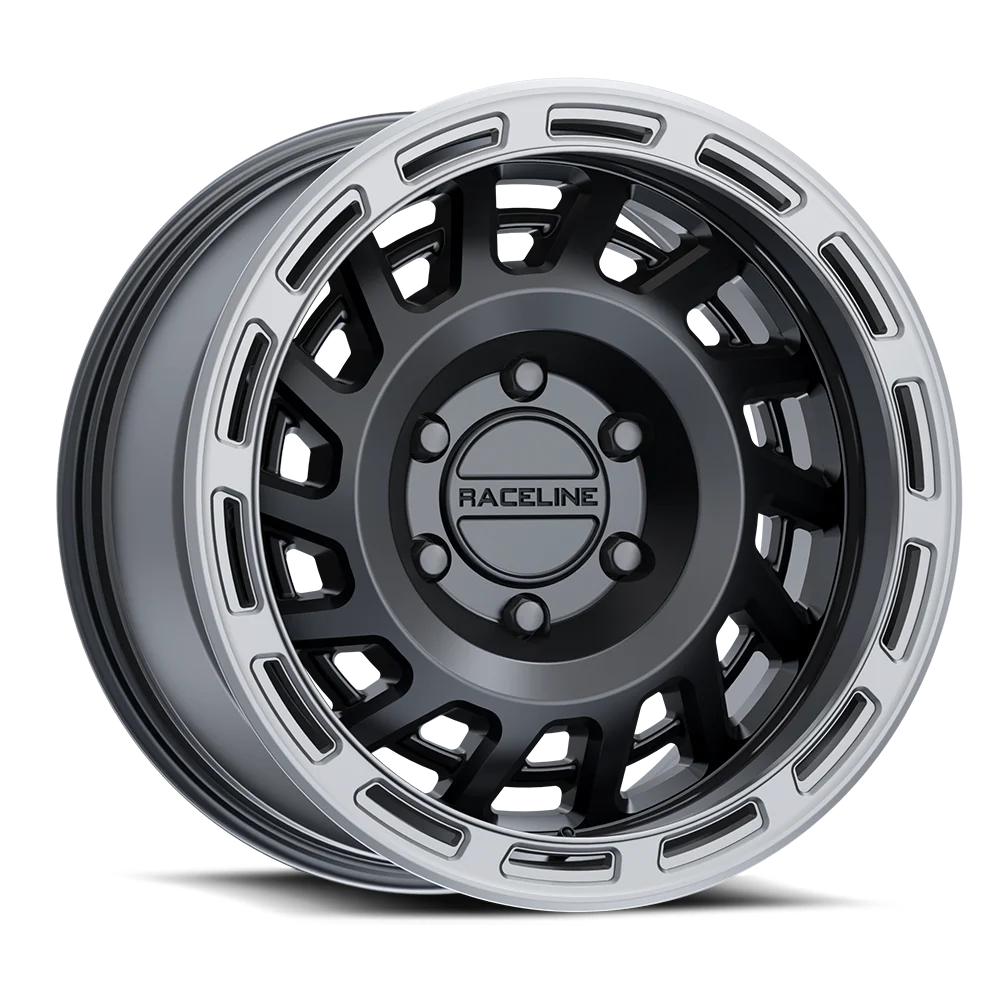 Raceline 957BS-HALO 17 Cast Aluminum Wheel, HALO SATIN BLACK W/ SILVER RING 17X8.5 6X139.7 0mm Fits select: 2015-2018 CHEVROLET SILVERADO K1500 LT, 2014 CHEVROLET SILVERADO K1500