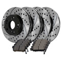 AutoShack Front and Rear Drilled Slotted Brake Rotors Black and Ceramic Pads Kit Replacement for 2002 2003 2004 2005 2006 Acura RSX 2.0L FWD