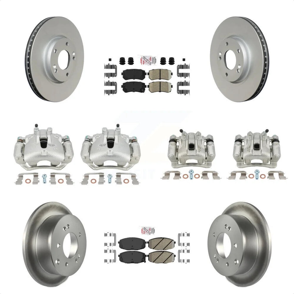 Transit Auto Front Rear Disc Brake Caliper Coated Rotors And Ceramic Pads Kit (10Pc) For Kia Forte5 2.0L KCG-102749N