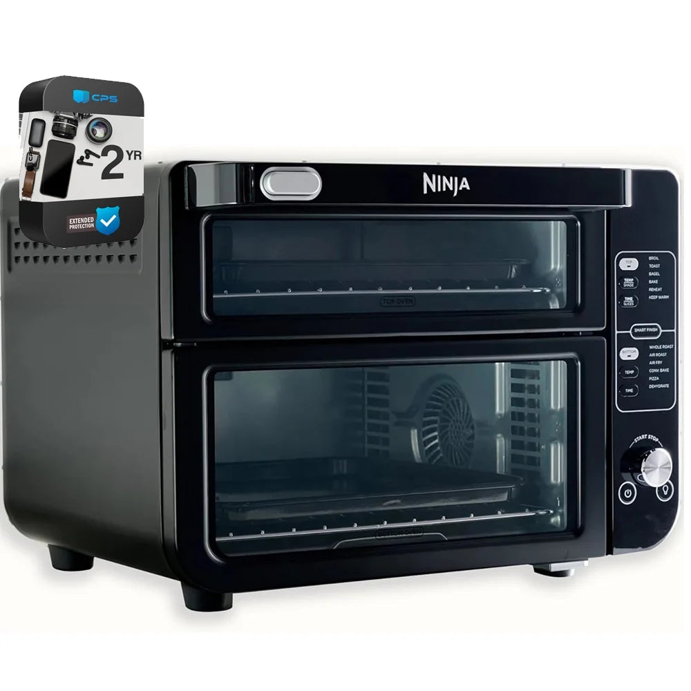 Ninja DCT401BK 12-in-1 Double Oven with FlexDoor Black (Renewed) Bundle with 2 YR CPS Enhanced Protection Pack