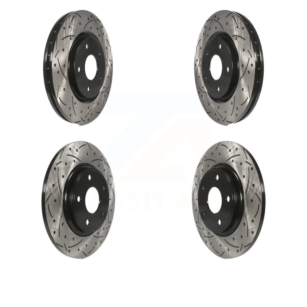 Front Rear Coated Drilled Slotted Disc Brake Rotors Kit For Dodge Grand Caravan Journey Chrysler Town & Country Ram C/V Volkswagen Routan KD-100257