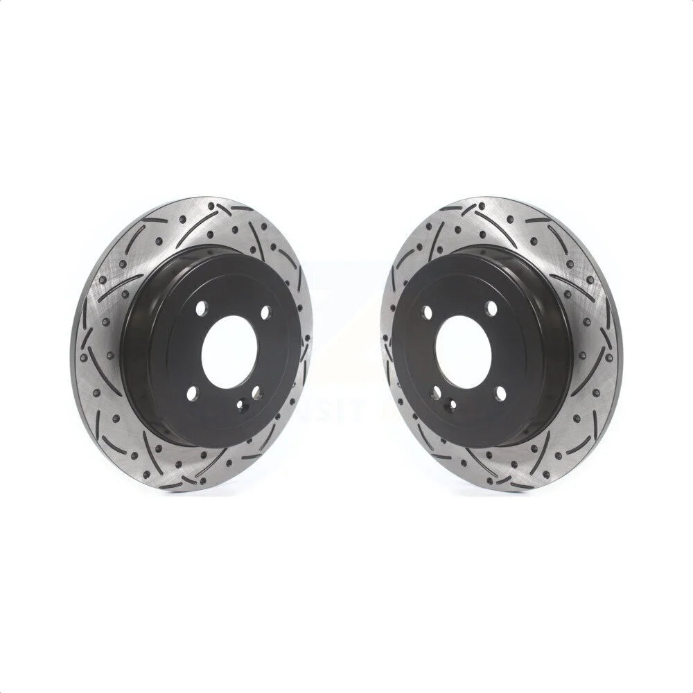 Rear Coated Drilled Slotted Disc Brake Rotors Pair For Hyundai Accent Kia Rio KD-100414