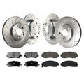 AutoShack Front and Rear Drilled Slotted Brake Rotors Silver and Ceramic Pads Kit Replacement for 2011 2012 2013 2014 Honda Odyssey 3.5L V6 FWD
