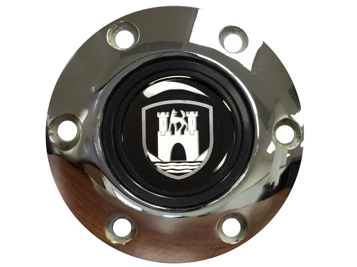 VSW 6-Bolt Chrome Horn Button with Castle Emblem, STE1041CHR