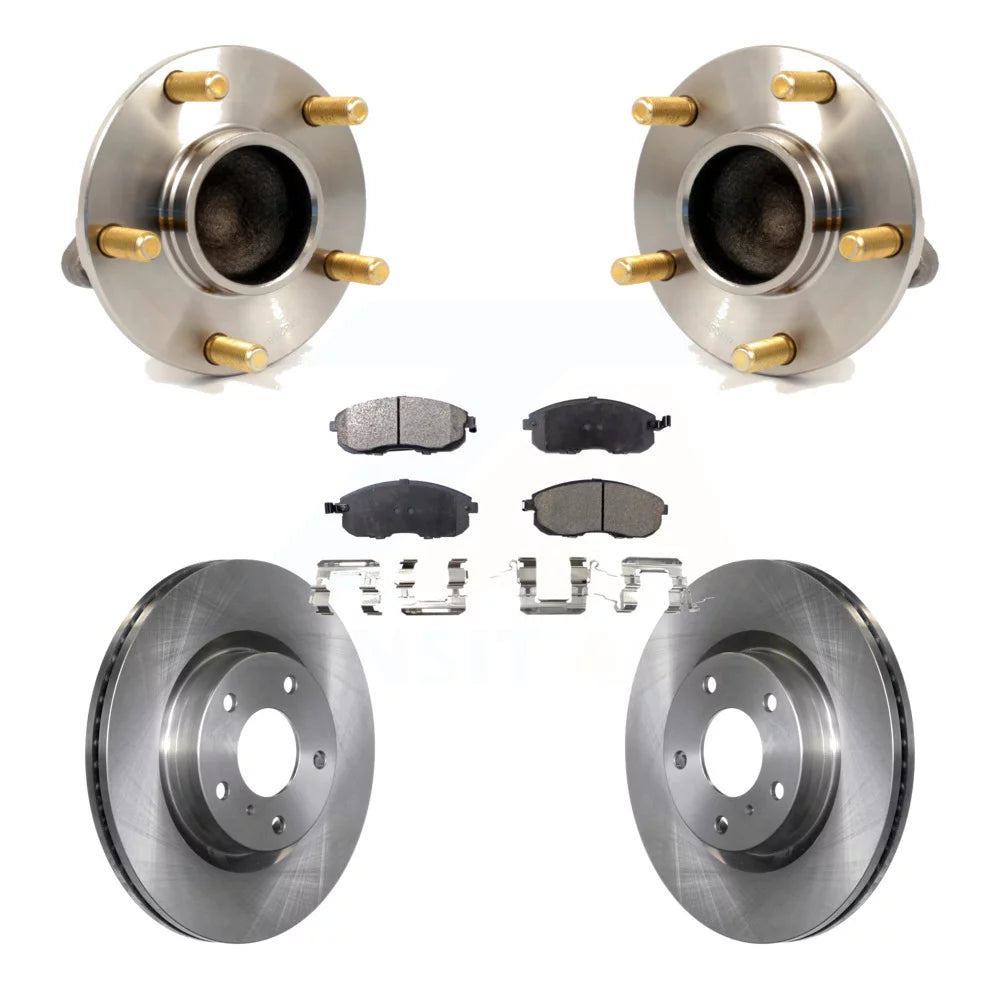 Transit Auto - Front Hub Bearing Assembly With Disc Brake Rotors And Ceramic Pads Kit For Infiniti G35 Nissan 350Z INFINITI Without Brembo Brakes KBB-100597