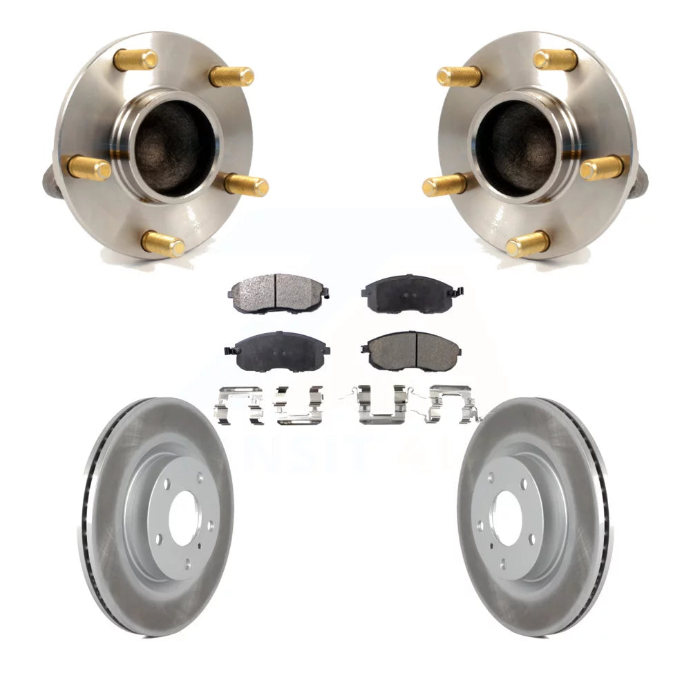 Transit Auto - Front Hub Bearing Assembly With Coated Disc Brake Rotors And Semi-Metallic Pads Kit For Infiniti G35 Nissan 350Z INFINITI Without Brembo Brakes KBB-103628