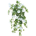 Viworld 2pcs Artificial Vines Morning Glory Hanging Plants Silk Garland Fake Green Plant Home Garden Wall Fence Stairway Outdoor Wedding Hanging Baskets Decor (White)