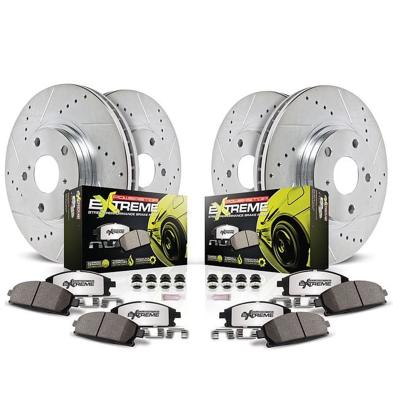 Power Stop Front and Rear Z26 Street Warrior Brake Kit K2745-26 Fits 2005 Honda Accord