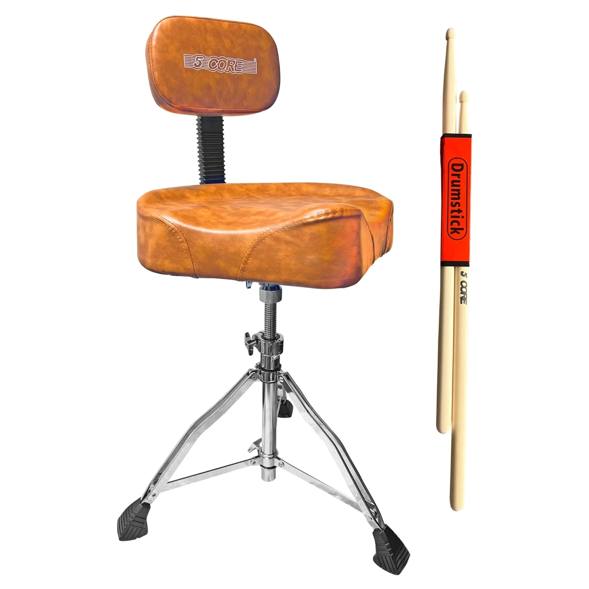 5 Core Drum Throne with Backrest Airlift Chair Height Adjustable Motorcycle Style Heavy Duty Drum Seat with Backrest; Drum Stools with Back Rest for Drummer Adults DS CH BR REST