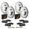 Max Advanced Brakes - Brake Kit for 2013-2015 2016 Kia Optima w/ 2.4 L4 Eingine & Electric Parking Brake Front and Rear Replacement Cross Drilled Disc Brake Rotors and Ceramic Brake Pads