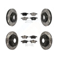 Transit Auto - Front Rear Coated Drilled Slotted Disc Brake Rotors And Semi-Metallic Pads Kit For Ford Focus KDF-100229
