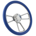 58-63.5 All Ford (excl. T-Bird, Falcon, Comet) Steering Wheel Kit 14 Polished Muscle Steering Wheel Sky Blue Half Wrap