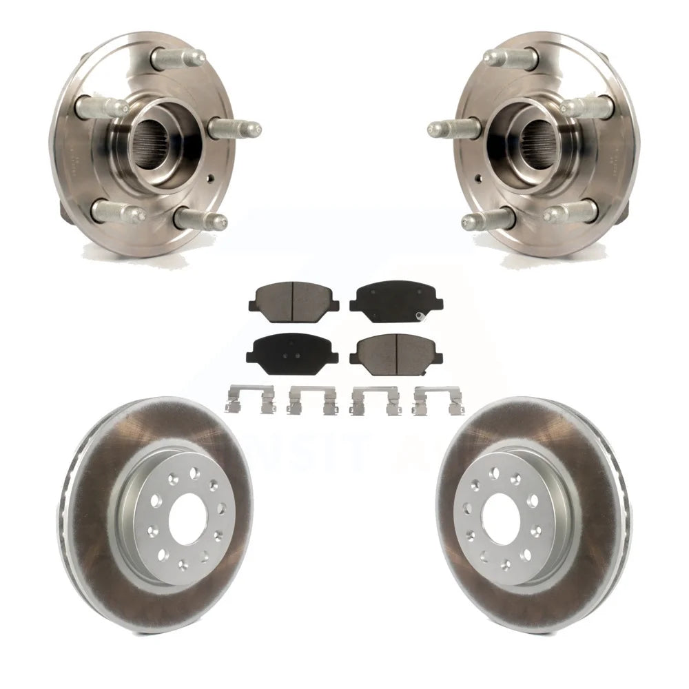 Transit Auto - Front Hub Bearing Assembly With Coated Disc Brake Rotors And Ceramic Pads Kit For 2016 Chevrolet Camaro LT with 3.6L 2.0L Without Brembo Calipers KBB-121482