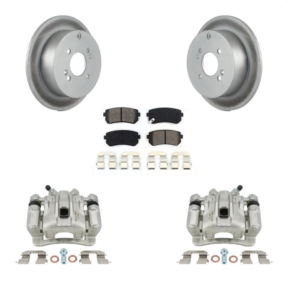 Transit Auto Rear Disc Brake Caliper Coated Rotors And Semi-Metallic Pads Kit For 2006-2007 Hyundai Accent Kia Rio Rio5 KCG-100190S