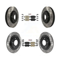 Transit Auto - Front Rear Ceramic Pads And Coated Drilled Slotted Disc Brake Rotors Kit For Kia Optima With Electric Parking KDA-102575
