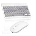 Rechargeable Bluetooth Keyboard and Mouse Combo Ultra Slim Full-Size Keyboard and Ergonomic Mouse for vivo S10 and All Bluetooth Enabled Mac/Tablet/iPad/PC/Laptop - Stone Grey with White Mouse