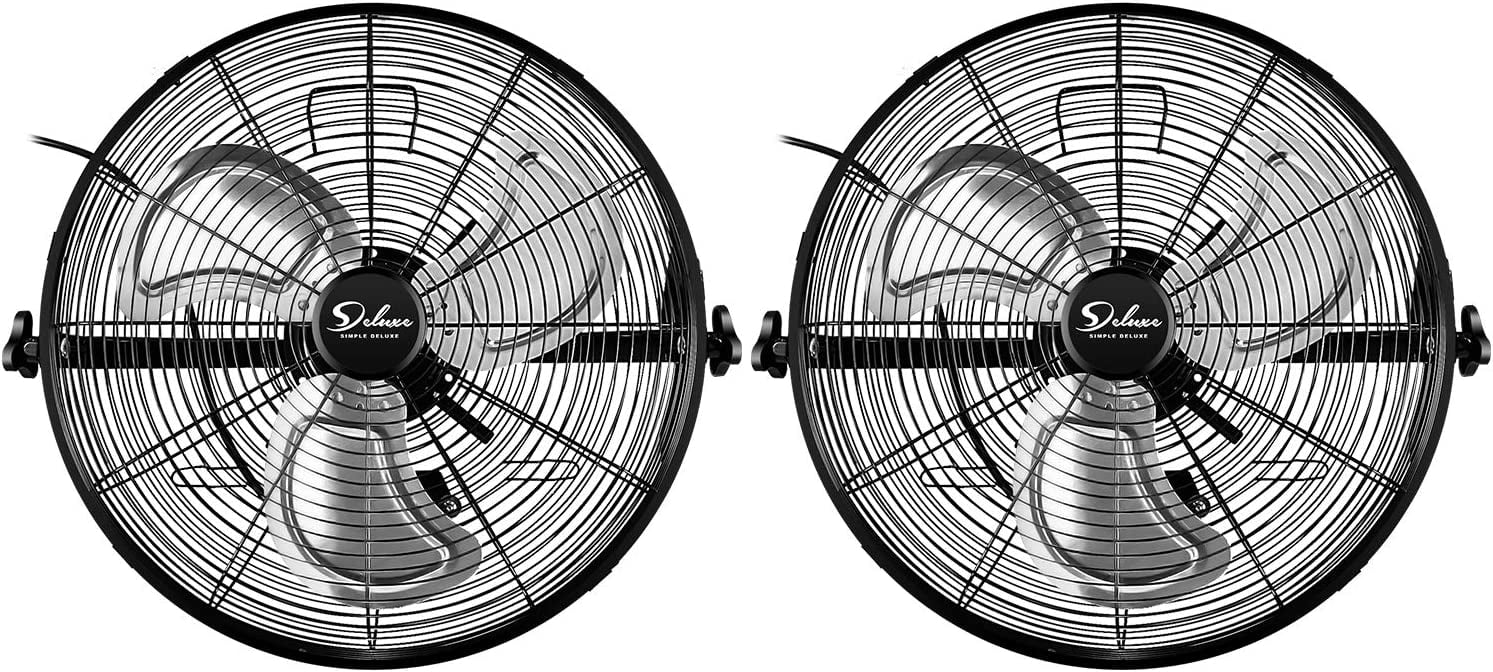 Simple Deluxe 20 inch Industrial Wall Mount Fan, 3 Speed Commercial Ventilation Metal Fan - High Velocity