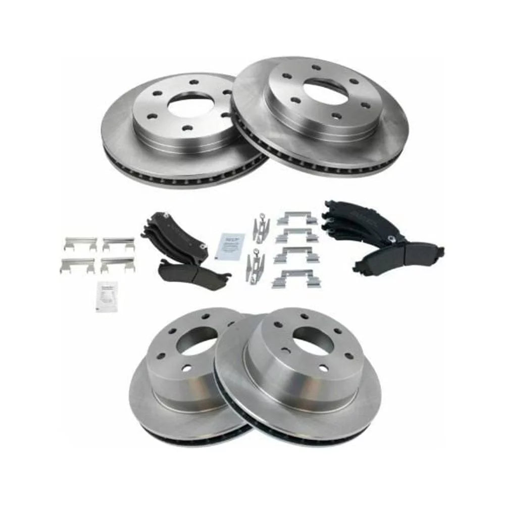 Premium Metallic Brake Pad & Rotor Front & Rear For Cadillac Chevy GMC
