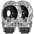 AutoShack Rear Brake Calipers Ceramic Pads Drilled Slotted Rotors Black Kit Driver and Passenger Side Replacement for Mercury Milan Lincoln Zephyr 2007-2011 MKZ 2006-2011 Ford Fusion 2006-2013 Mazda 6