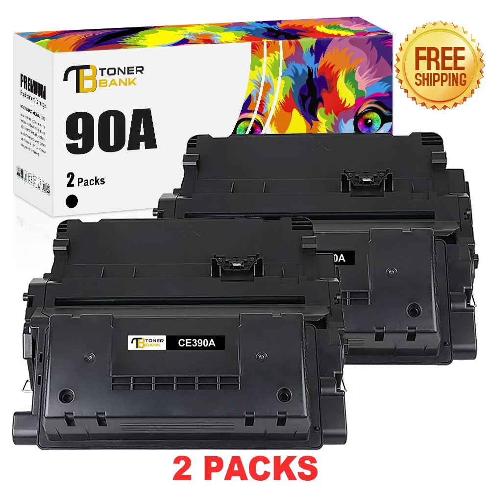 Toner Bank 2-Pack Compatible Toner for HP CE390A 90A LaserJet Enterprise 600 M602 M601 M4555 M602dn M602n M602x M603dn M603n M4555f M4555h Printer (Black)
