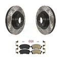 Transit Auto - Front Coated Drilled Slotted Disc Brake Rotors And Ceramic Pads Kit For Subaru Outback Impreza Legacy KDA-100325