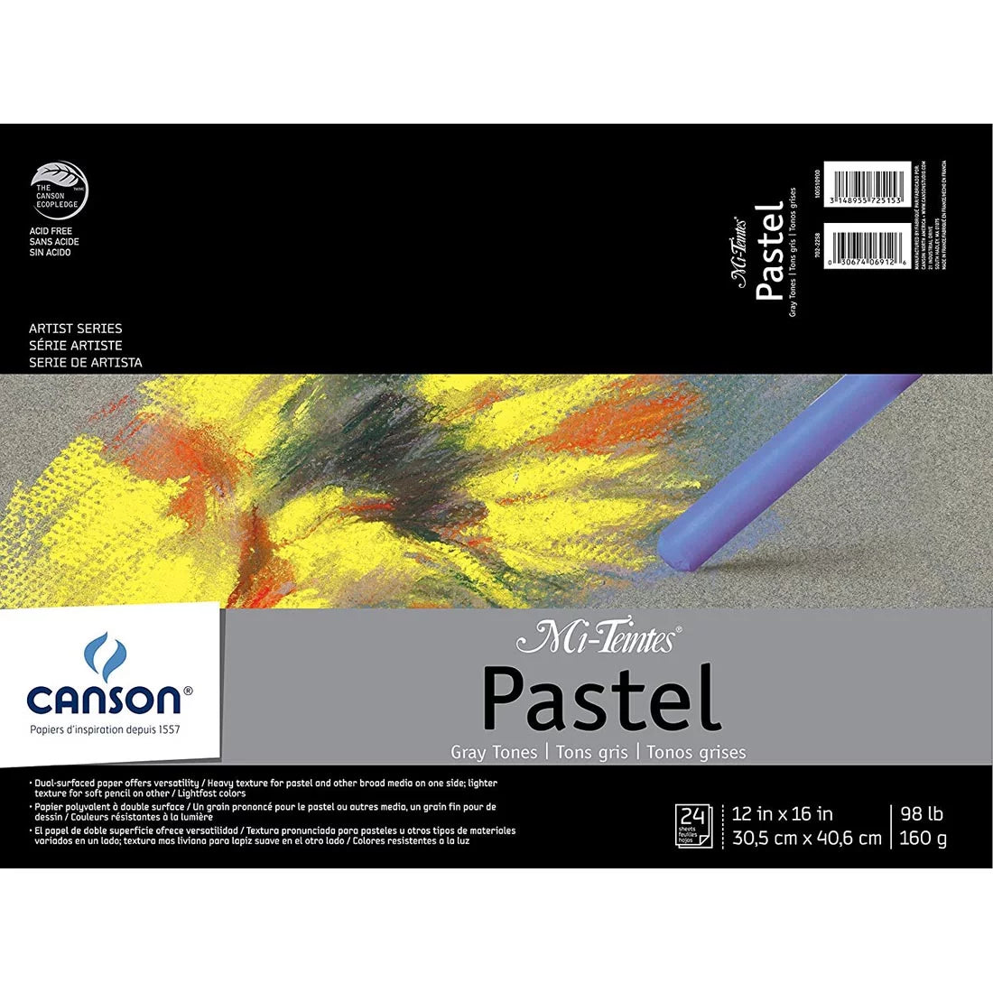 Canson Mi Teintes Drawing Papers - 12 x 16, Gray Tone, Pad, 24 Sheets