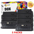 Toner Bank 5-Pack Compatible Toner for HP CE390X 90X LaserJet Enterprise 600 M602 M601 M4555 M602dn M602n M602x M603dn M603n M4555f M4555h Printer (Black)