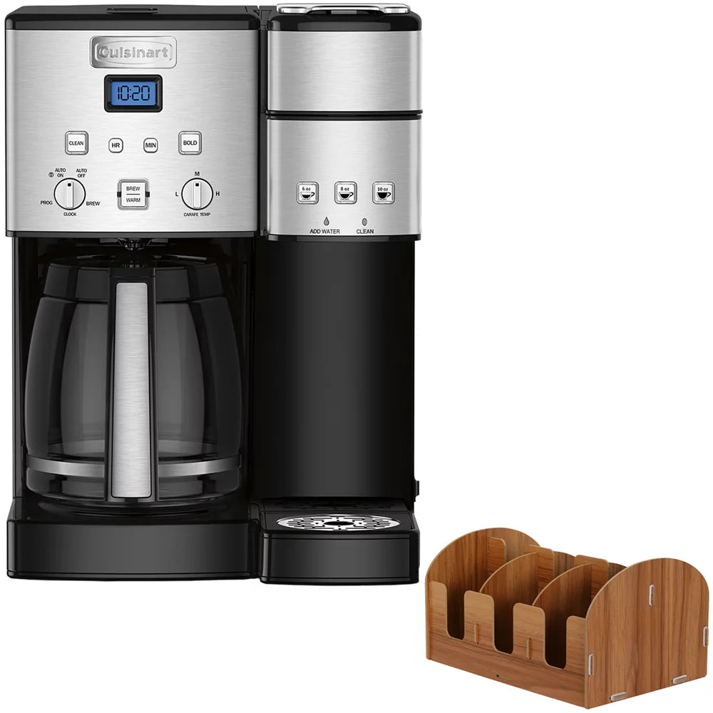 Cuisinart SS-15 12 Cup Coffeemaker & Single Serve Brewer Stainless Steel Bundle with Deco Essentials Coffee Condiment Caddy Organizer