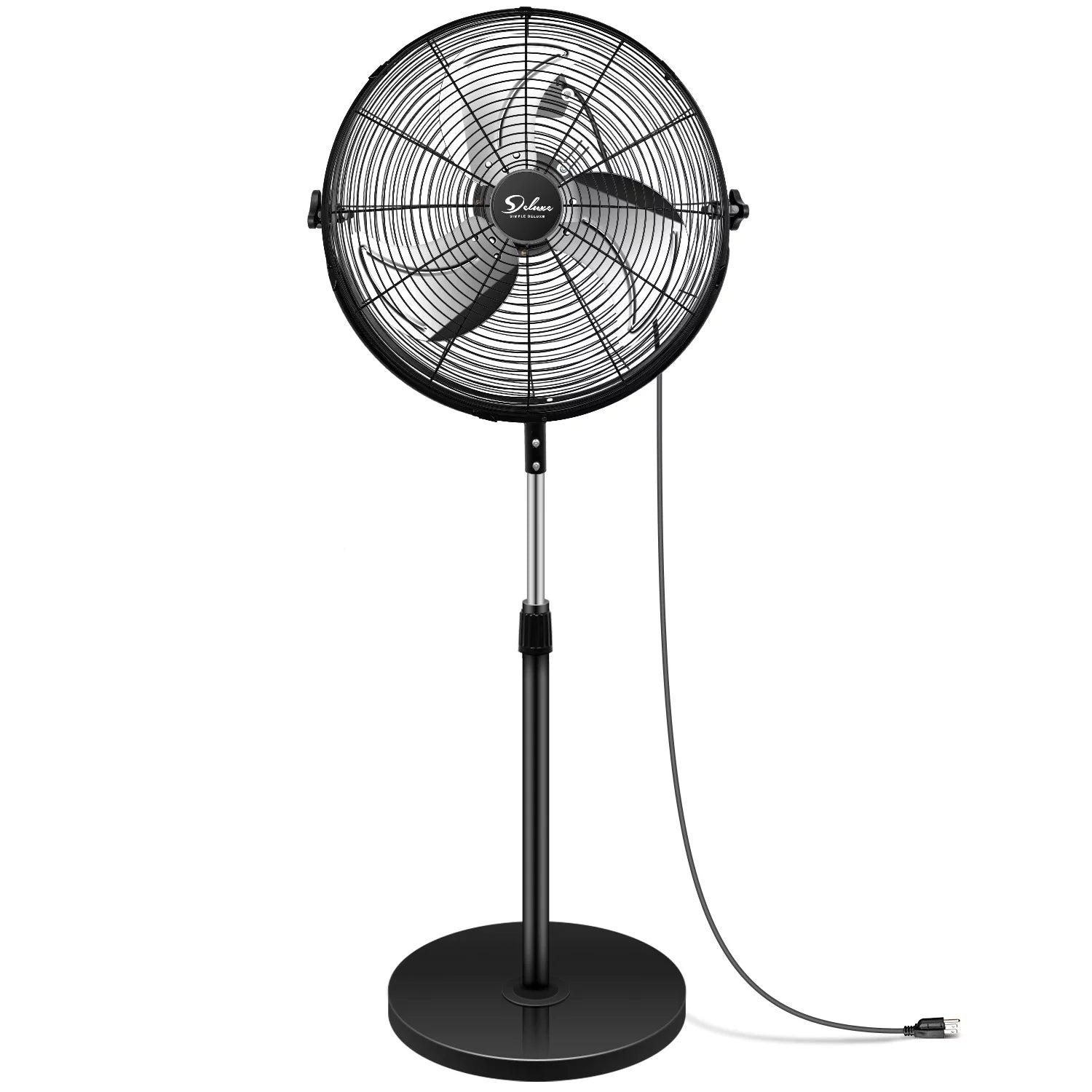 Dcenta Simple Deluxe 18 Inch Pedestal Standing Fan, High Velocity, Heavy Duty Metal For Industrial, Commercial, Residential, Greenhouse Use, Black