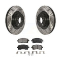 Transit Auto - Front Coated Drilled Slotted Disc Brake Rotors And Ceramic Pads Kit For Subaru Outback Impreza Legacy KDT-100076