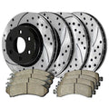 AutoShack Front and Rear Drilled Slotted Brake Rotors Black and Ceramic Pads Kit Replacement for GMC Savana 1500 Yukon XL 1500 Cadillac Escalade Chevrolet Tahoe Suburban 1500 2003-2008 Express 1500 V6