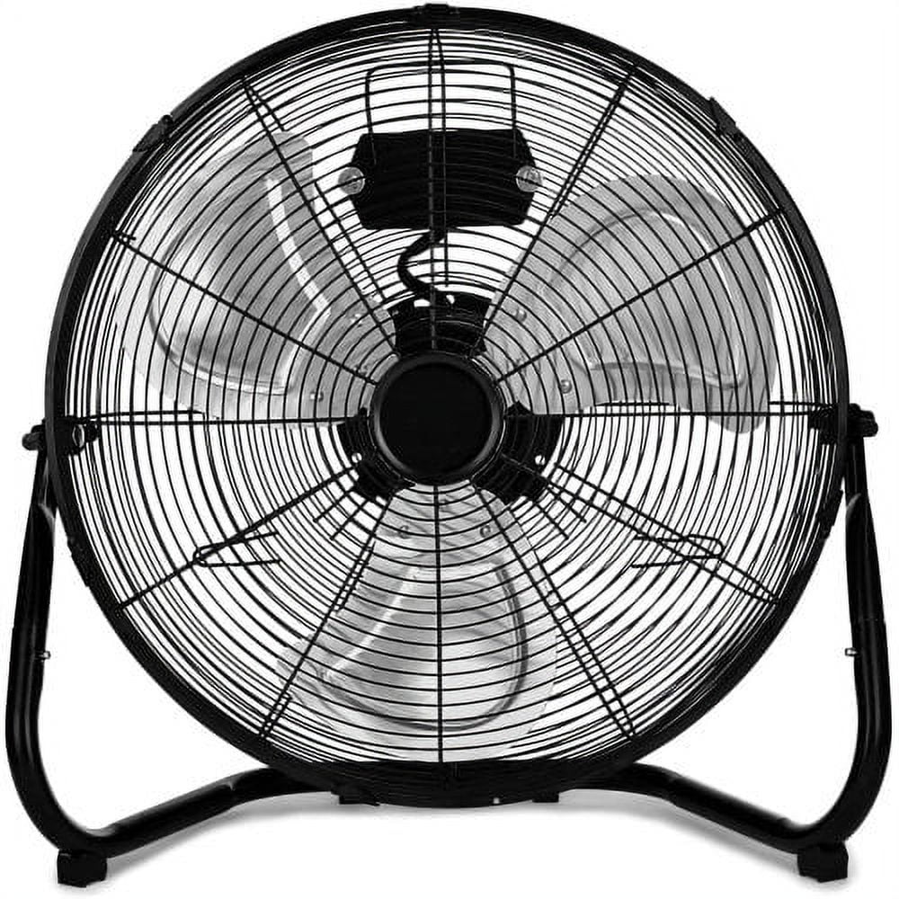 20 Inch 3-Speed High Velocity Heavy Duty Metal Industrial Floor Fans Quiet for Home, Commercial, Residential, and Greenhouse Use, Outdoor/Indoor, Black, 20