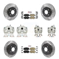Transit Auto Front Rear Disc Brake Coated Caliper Drilled Slotted Rotors And Ceramic Pads Kit (10Pc) For 2012-2016 Hyundai Accent KCD-100604N