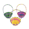 Multi Colored Bamboo Round Baskets - Party Supplies - 12 Pieces