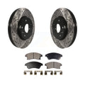 Transit Auto - Front Coated Drilled Slotted Disc Brake Rotors And Semi-Metallic Pads Kit For Chevrolet Cruze Sonic Limited KDF-100011
