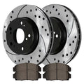 AutoShack Front Drilled Slotted Brake Rotors Black and Ceramic Pads Kit Driver and Passenger Side Replacement for 2006 2007 2008 2009 2010 Honda Civic 2008-2010 2011 Acura CSX 1.8L 2.0L FWD