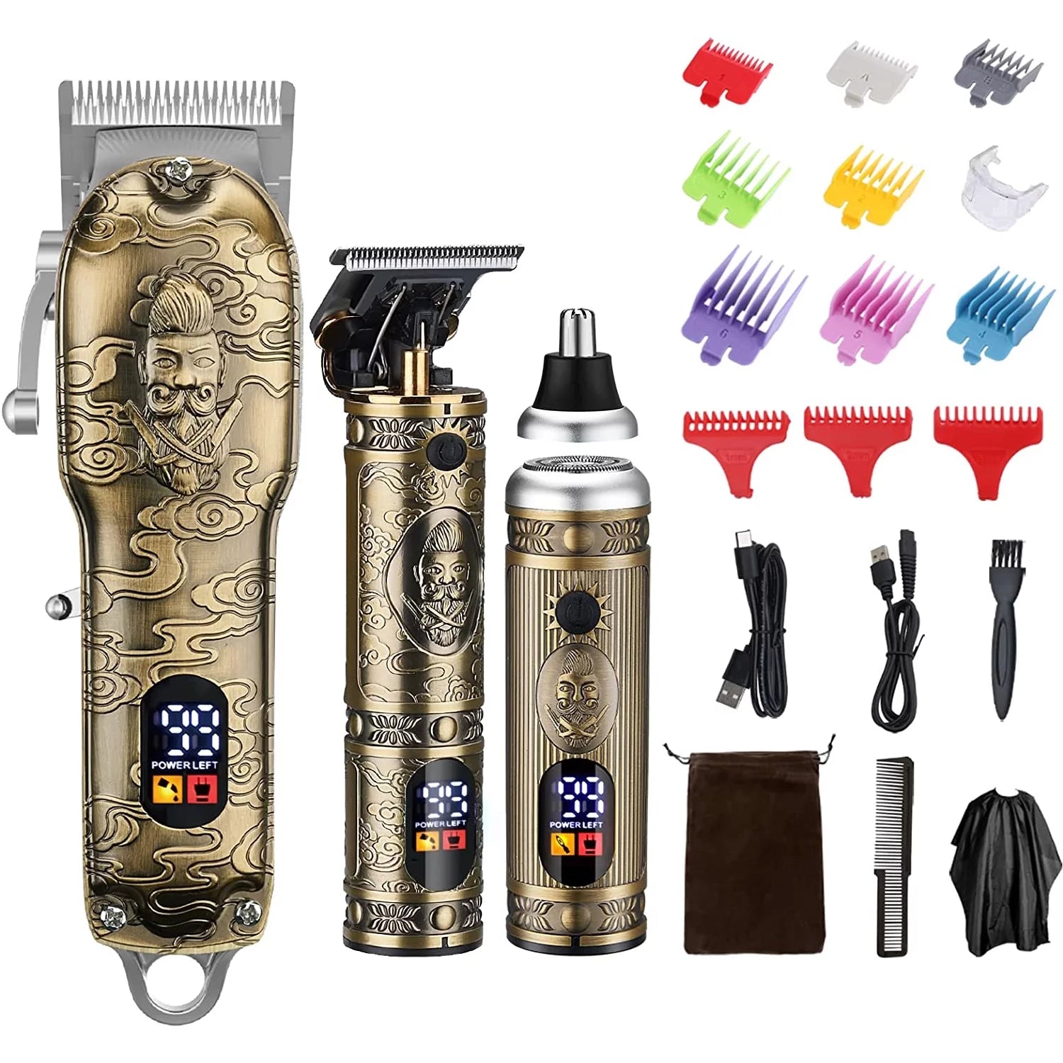 Lemulegu Professional Cordless Hair Clippers for Men - T-Blade Trimmer and Nose Hair Trimmer Set