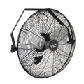 Comfort Zone 18¡± High-Velocity 3-Speed Industrial Wall Mount Fan, 360-Degree Angle Adjustment, All-Metal Construction, and Steel Mounting Bracket, Black