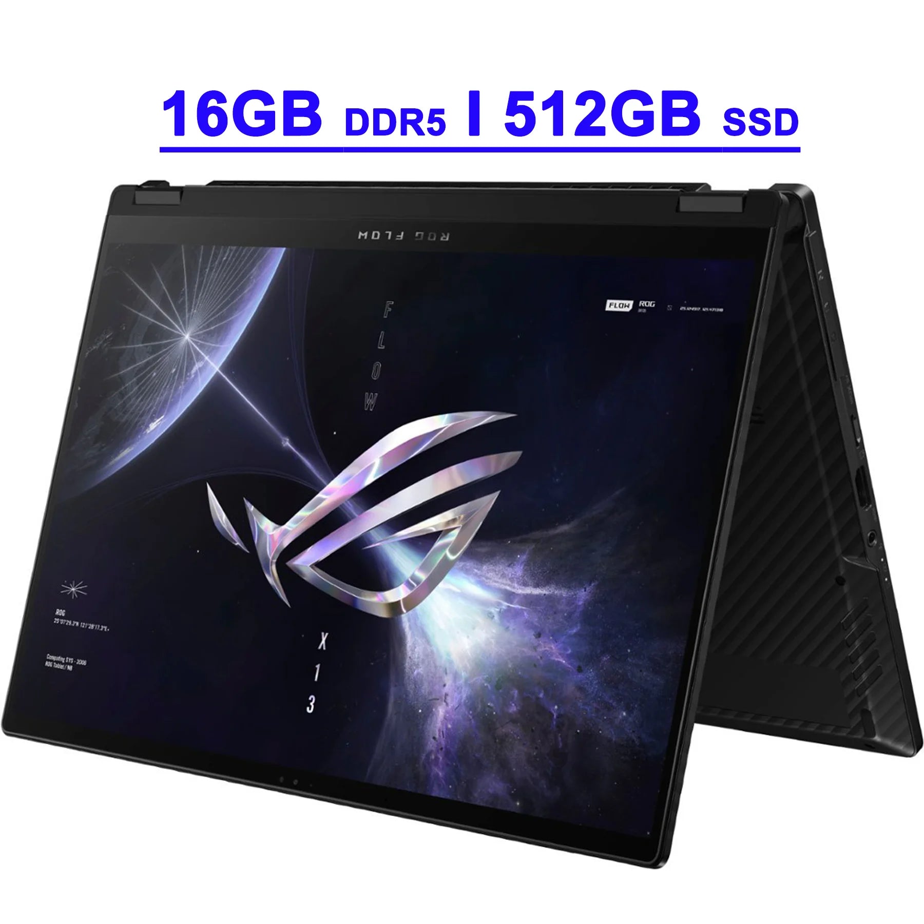 Asus ROG Flow X13 Premium Gaming 2-in-1 Laptop 13.4 FHD+ IPS 120Hz Glossy Touch 100% sRGB AMD 8-core Zen 4 Ryzen 9 7940HS Processor 16GB DDR5 512GB SSD Backlit FHD IR Camera Win11 Black