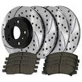 AutoShack Front and Rear Drilled Slotted Brake Rotors Black and Ceramic Pads Kit Replacement for 2006 2007 2008 2009 2010 2011 Buick Lucerne 3.8L 3.9L V6 FWD