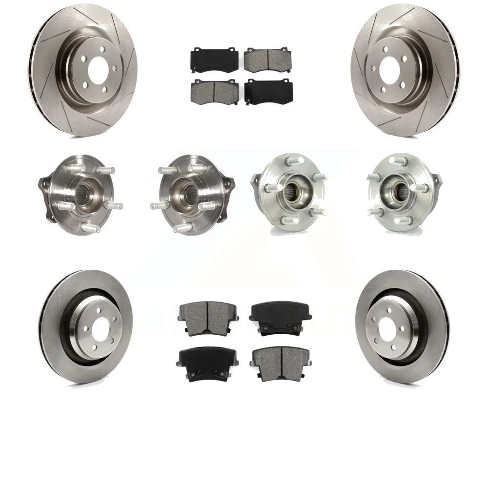 Transit Auto - Front Rear Hub Bearings Assembly Disc Brake Rotors And Semi-Metallic Pads Kit (10Pc) For 2020 Dodge Challenger GT with AWD With Brembo Brakes KBB-117002
