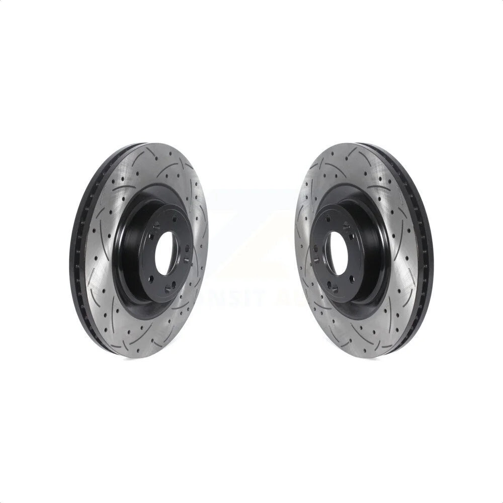 Front Coated Drilled Slotted Disc Brake Rotors Pair For Hyundai Genesis G80 Equus Kia K900 KD-100445