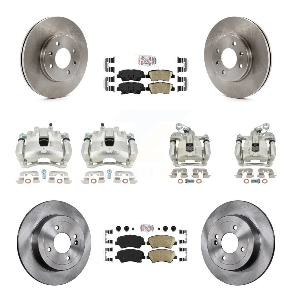 Transit Auto Front Rear Disc Brake Caliper Rotors And Ceramic Pads Kit (10Pc) For 2012-2016 Hyundai Accent KC8-102306N