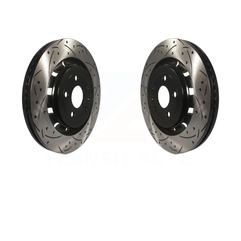 Front Coated Drilled Slotted Disc Brake Rotors Pair For Ford Explorer Taurus Flex Police Interceptor Utility Lincoln Sedan MKS MKT Special Service KD-100018