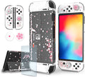 Switch O Protective Case, Switch O Clear Case with Tempered Glass Screen Protector and Thumb Grips - Cherry