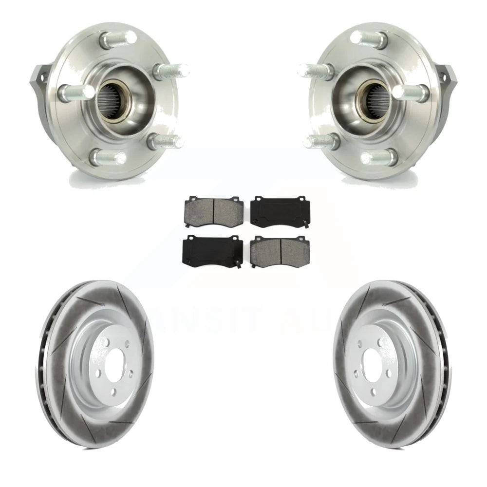 Transit Auto - Front Hub Bearing Assembly With Coated Disc Brake Rotors And Semi-Metallic Pads Kit For Dodge Challenger Charger Brembo Brakes GT with AWD KBB-116830